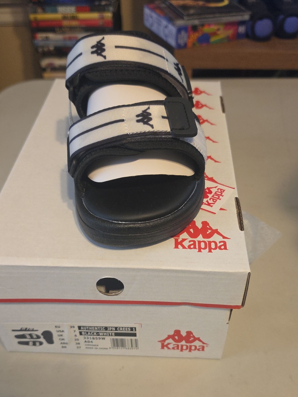 Kappa Kids Black and White Logo Strap Sandals